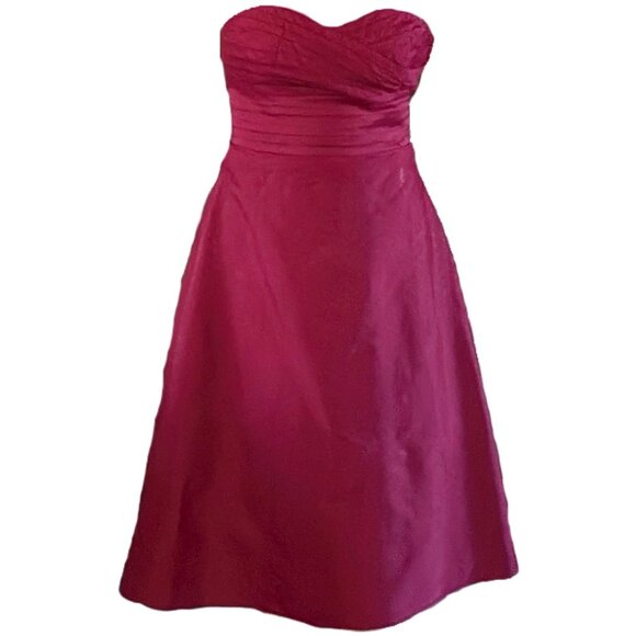 Anny Taylor Raspberry Red Silk Strapless Fit & Flare Taffeta Dress Sz 6 - Picture 1 of 6